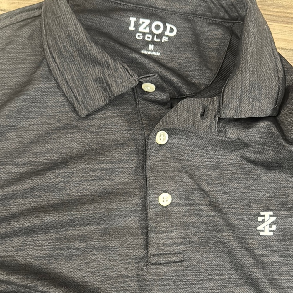 IZOD Men's Heathered Black Short Sleeve Polo Golf Shirt - Picture 6 of 9